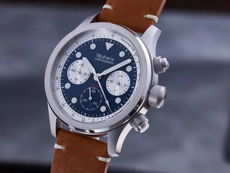 Milifortic 39MM Fashion Chronograph Watch Man R086 Retro C3Luminous Stainless Steel Waterproof 100M VK63 Quartz Watches For Man