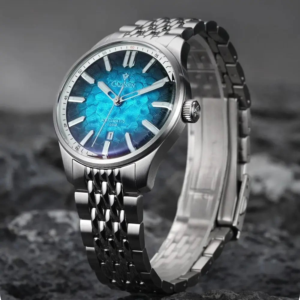 CADISEN 2026 Automatic Mechanical Men's Watch Blue Dial Business Casual 10ATM Waterproof Japan MIYOTA 8215 Movement Wristwatch