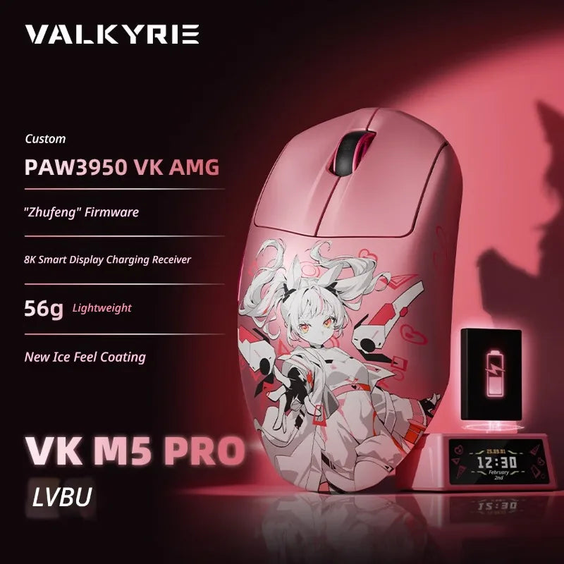 VALKYRIE VK M5 PRO Wireless Gaming Mouse with Dual 8K Polling, Intelligent Display, Lightweight Ergonomic Low Latency Mouse