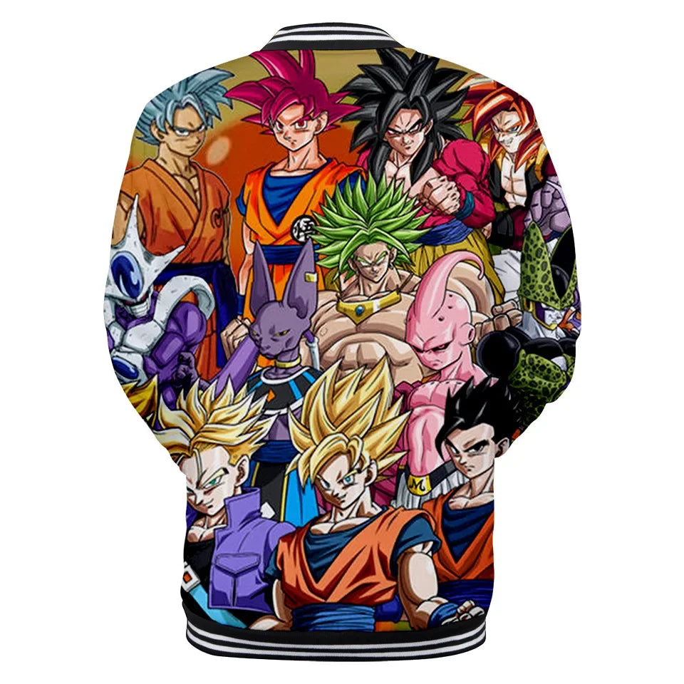 New Japanese Anime Dragon Ball Z Varsity Jacket Autumn Casual Sweatshirt Hoodie Coat Jacket Brand Baseball Jacket