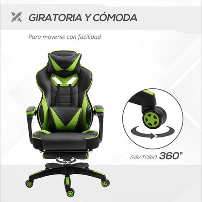Vinsetto Ergonomic Racing Gaming Chair Reclining Office Chair with Footrest, Adjustable High Back PU Leather Computer Chair for Home & Office