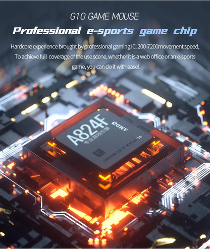 Przewodowa mysz gamingowa e-sportowa z podświetleniem RGB, regulowana czułość 200-7200 DPI, USB, do PC, laptopa i gier FPS