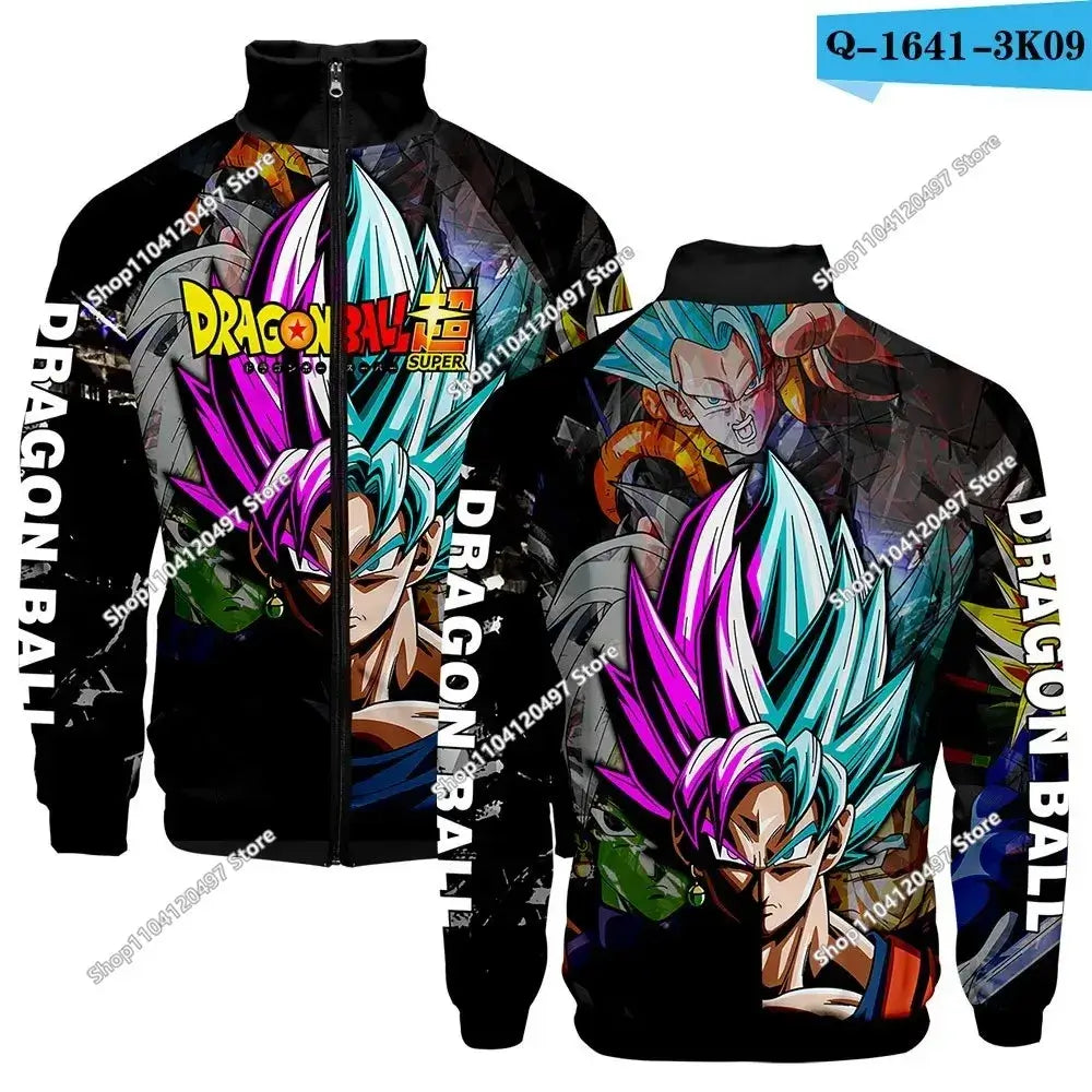 Produit gaming premium Fraquane, Anime Goku Dragon Ball Jacket Men Women Harajuku Hip Hop Japanese Zip Up Hoodies Goku Clothes Stand Collar Sweatshirt