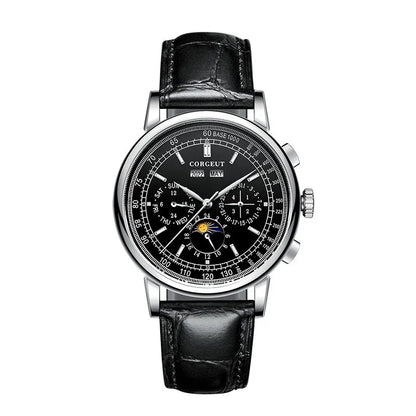 CORGEUT Automatic Mechanical Luxury Watches For Man Business Multification Date Day Month Year 316L Mechanical Men's Watches