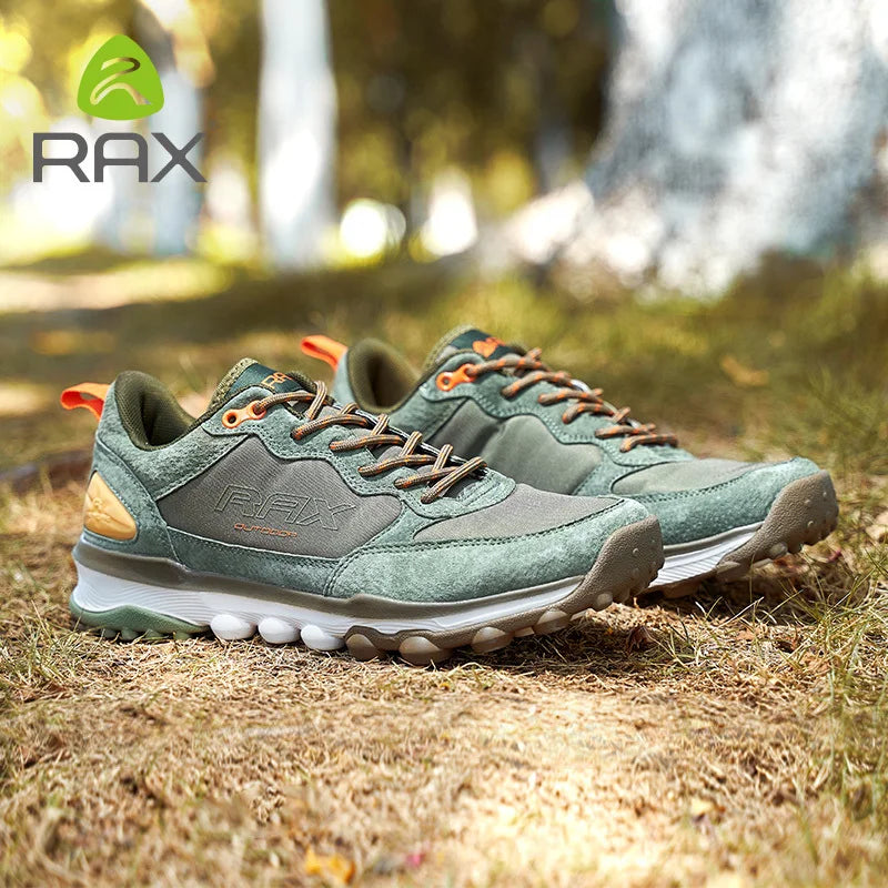 Rax Cowhide Hiking Shoes Men Outdoor Mountain Antiskid Climbing Sneakers wram Lightweight Trekking boots Sports casual shoes