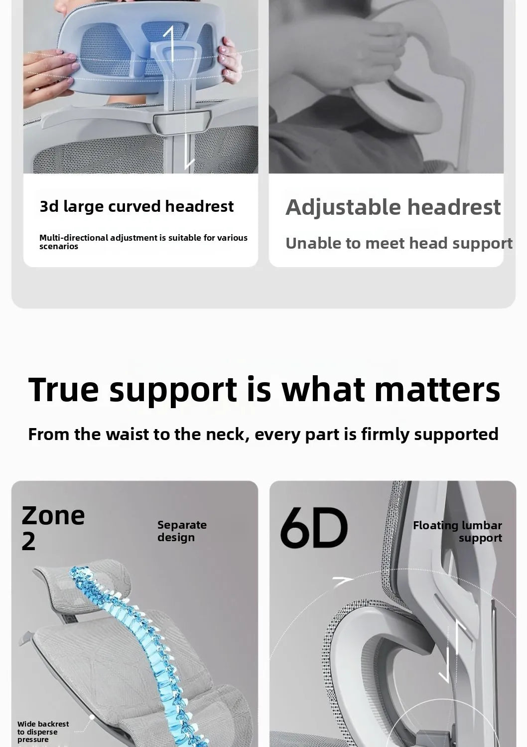 Nastavitelná ergonomická kancelářská židle ze síťoviny, prodyšná počítačová židle s vysokým opěradlem, 6D bederní opěrkou a výsuvnou podnožkou