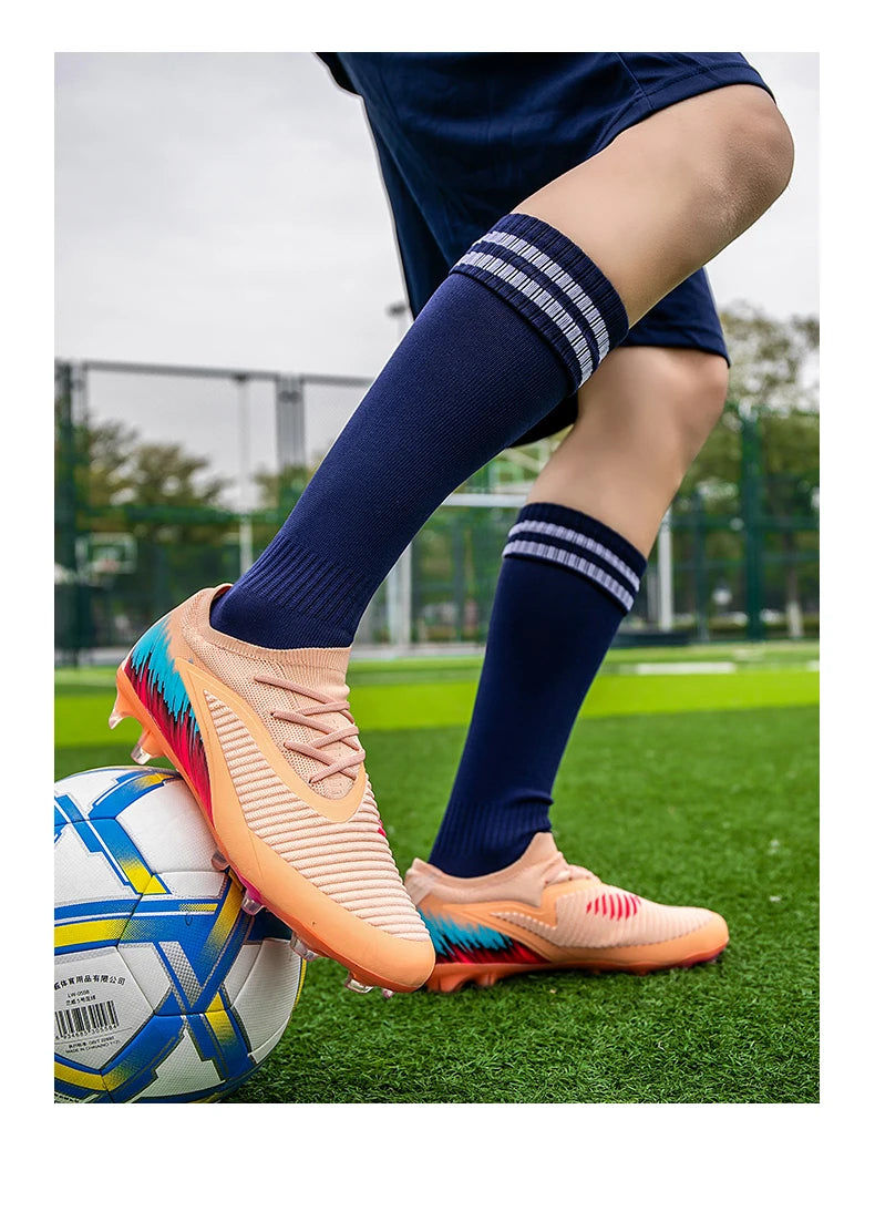 New Men Football Boots Shoes Soccer Match Training Soccer Shoes Non-Slip Cleats Long Spikes FG Ultralight Outdoor Drop Shipping