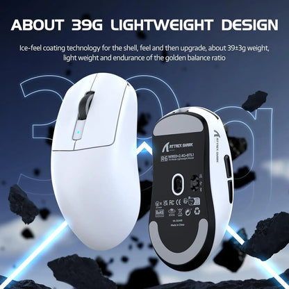 Attack Shark R6 Lightweight Wireless Gaming Mouse, PAW3950MAX Sensor, 8KHz Polling Rate, Tri-Mode Bluetooth Gaming Mouse for PC & Laptop