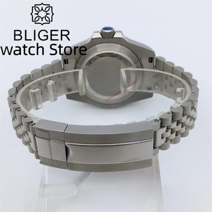 BLIGER 40mm NH34 GMT Watch For Men Mechanical Wristwatch Luminous Bezel Sapphire Glass Stainless Steel Bracelet Reloj Hombre
