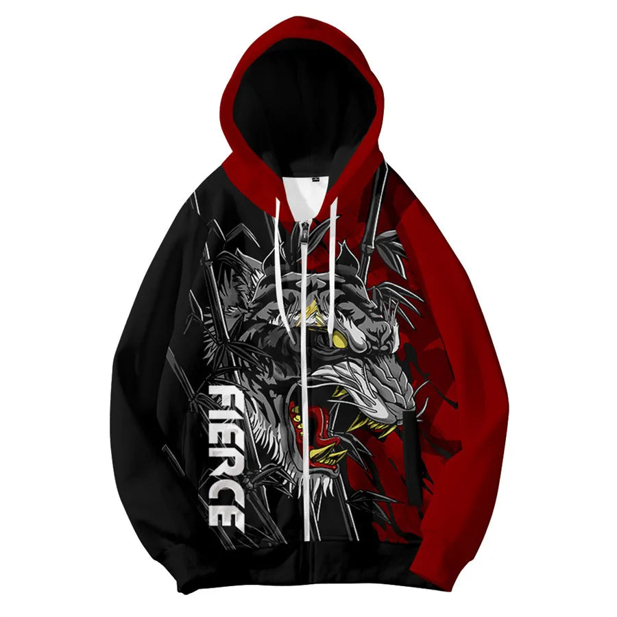 3D tištěné oblečení k čínskému novému roku – pánské mikiny s kapucí pro děti, módní mikina s motivem draka, cool streetwearový top
