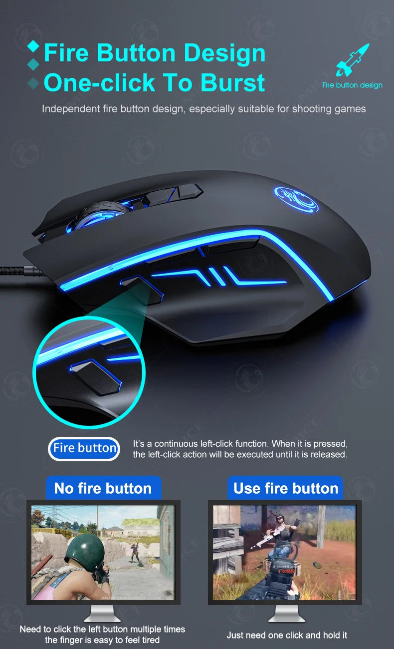 USB Wired Gaming Mouse RGB Backlit High Precision Optical Mouse, 8-Button 7200 DPI Gaming Mouse for PC, Laptop, Office & Home