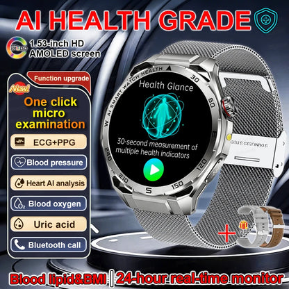 Smart Watch Men High-end Health Blood pressureblood oxygen lipids Uric acid Sapphire Smart watches Ai GPT Custom dial ECG 2026