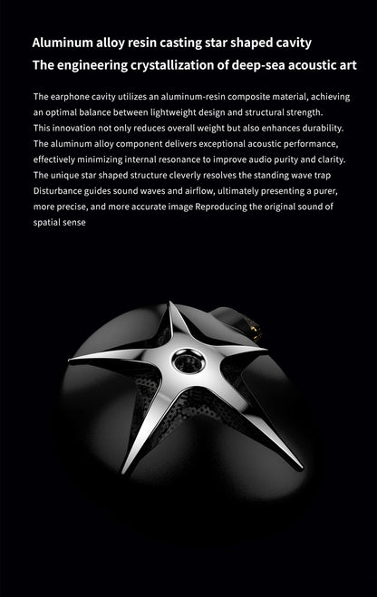 TRN Starfish HiFi Wired Earphones 12mm Dynamic Driver In-Ear Monitors with Beryllium Diaphragm, Detachable Cable Audiophile HiFi Headphones
