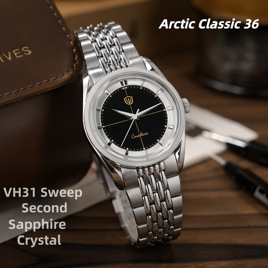 Watchdives WD1954 36mm VH31 Sweep Quartz Watch Sapphire Crystal 316L Steel 100M Water Resistant BGW9 Lume Men Watch