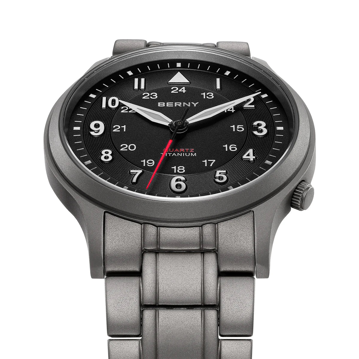 BERNY Titanium Watches for Men Classic Mens Field Watch Easy Read Outdoor Quartz Wristwatch Super Luminous Sapphire 5ATM