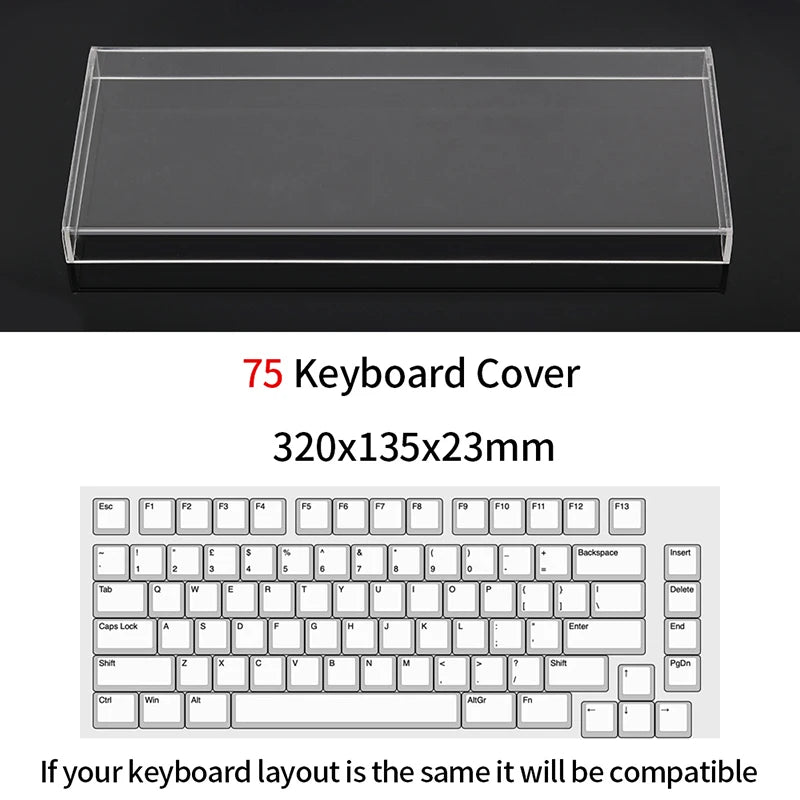 Acrylic Keyboard Clear Protector Case for Mechanical Keyboard, Transparent Keyboard Dust Cover for 60/61/64/96/98/104/108 Key Keyboards & Mouse