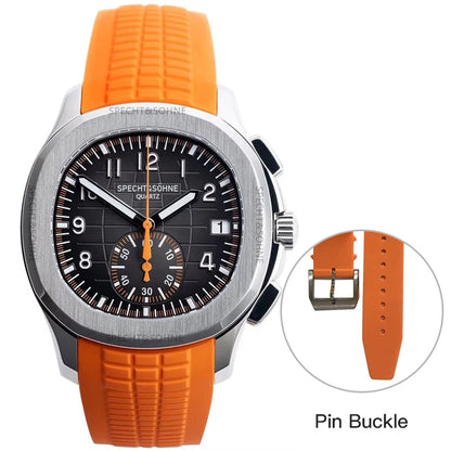 Specht & Söhne New Classic 5167 Men's Watch Orange Color Sapphire Crystal Rubber Srap Sports Male Quartz Watches 50M Waterproof
