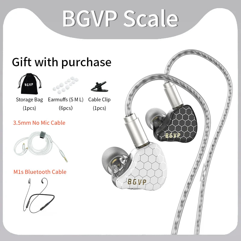 BGVP Scale 2DD HiFi Wired Earphones In Ear Monitor Headphones with 6D Sound Effects, Gaming Headset, Bass Stereo Earbuds with Detachable Cable