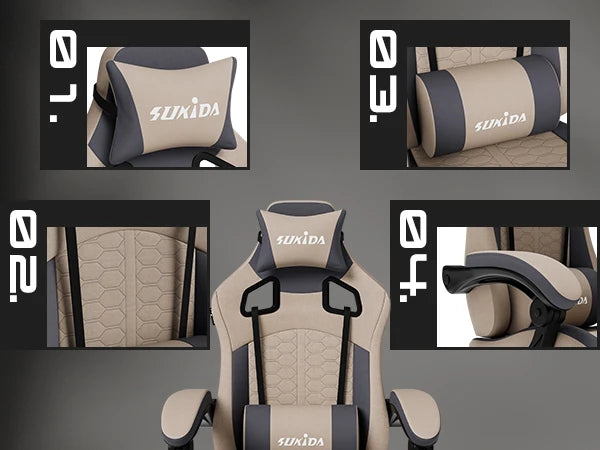 SUKIDA Ergonomic Gaming Chair with Lumbar Support, Adjustable Racing Office Chair, Swivel Executive Chair with Headrest and Armrests