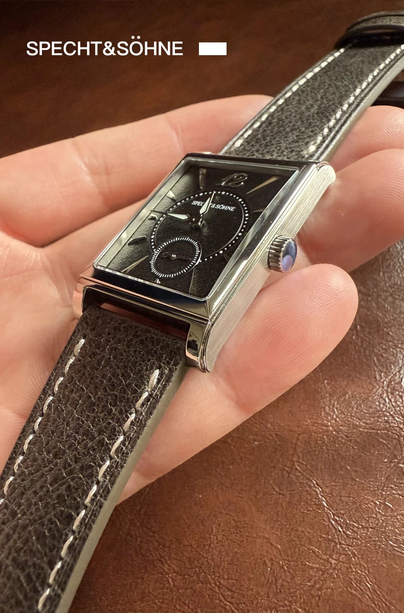 2025 New Fashion Specht & Söhne Square Watch Men's Watches Ultrathin Japan Movt Casual Men Watch Black Color Reloj Hombre 26MM