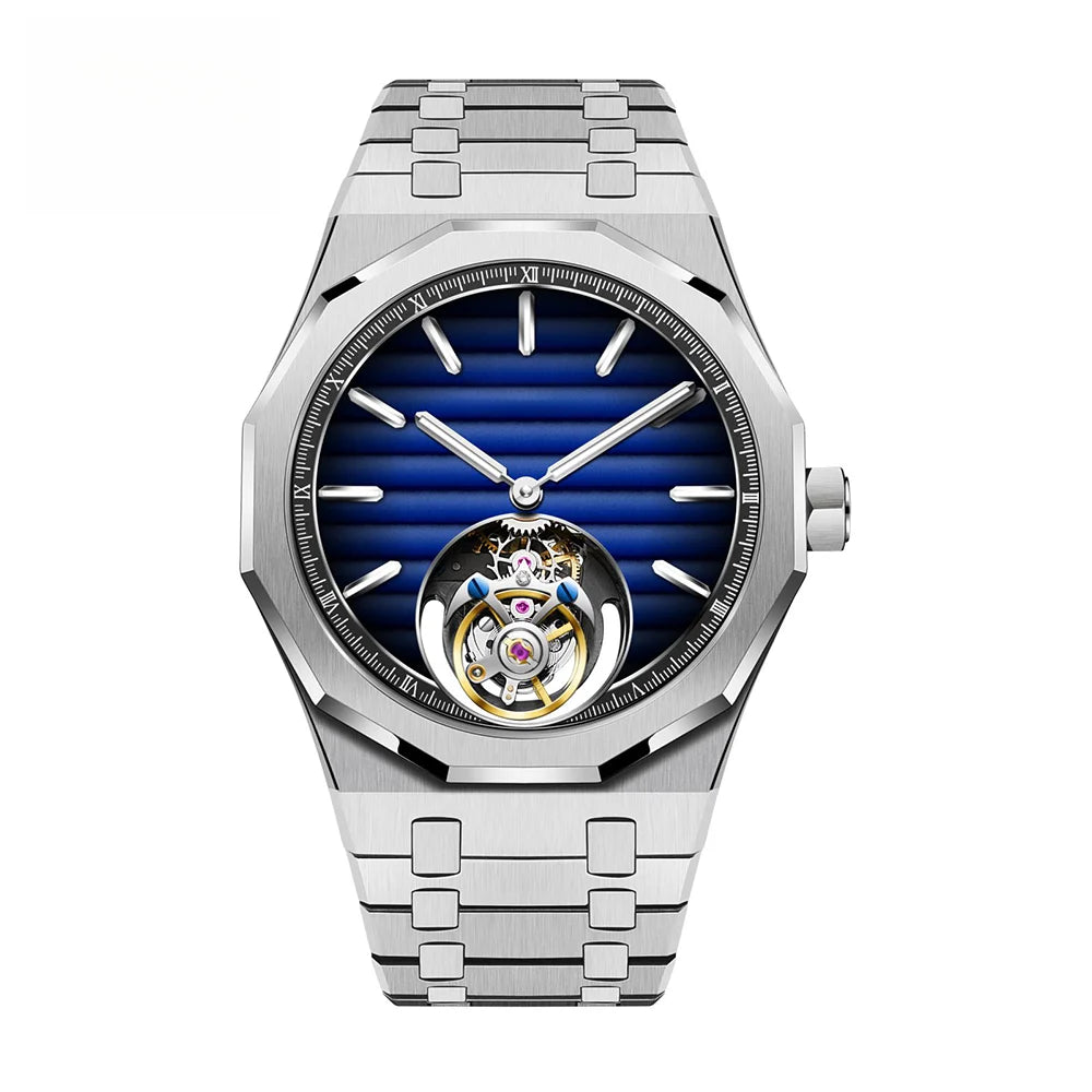 Raymondoya Men Flying Tourbillon Movement Mechanical Automatic Luxury Watches Wristwatches Skeleton Watch Brand For Man Sapphire