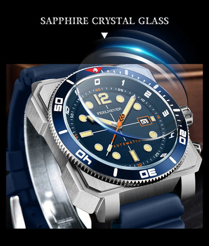 FeelNever 8215 Movement Automatic Dive Watch for Men Super Luminous 316 Steel Wristwatch Sapphire Sports Mechanical Male Watches