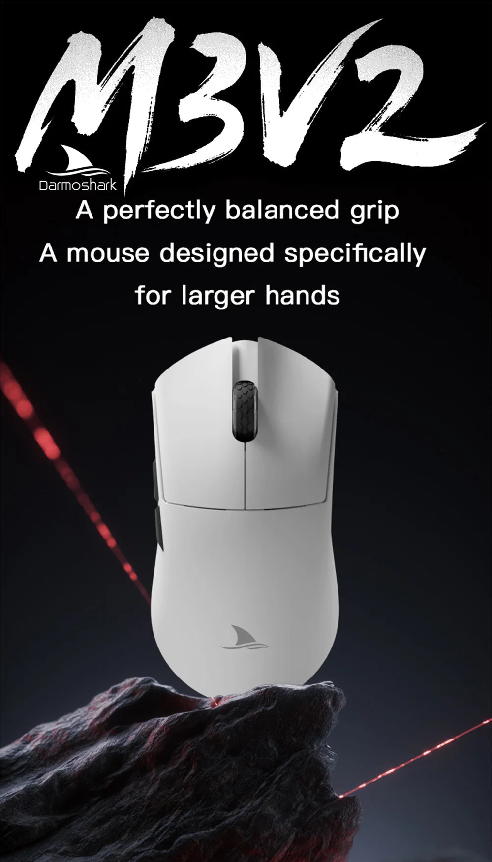 Ratón gaming Darmoshark M3 V2 Double 8K inalámbrico trimodo 26KDPI con sensor PAW3395, ratón macro para manos grandes para ordenador portátil y PC