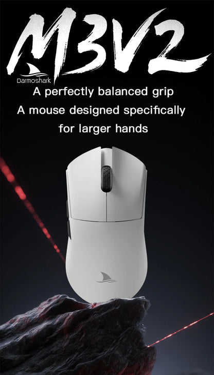 Ratón gaming Darmoshark M3 V2 Double 8K inalámbrico trimodo 26KDPI con sensor PAW3395, ratón macro para manos grandes para ordenador portátil y PC