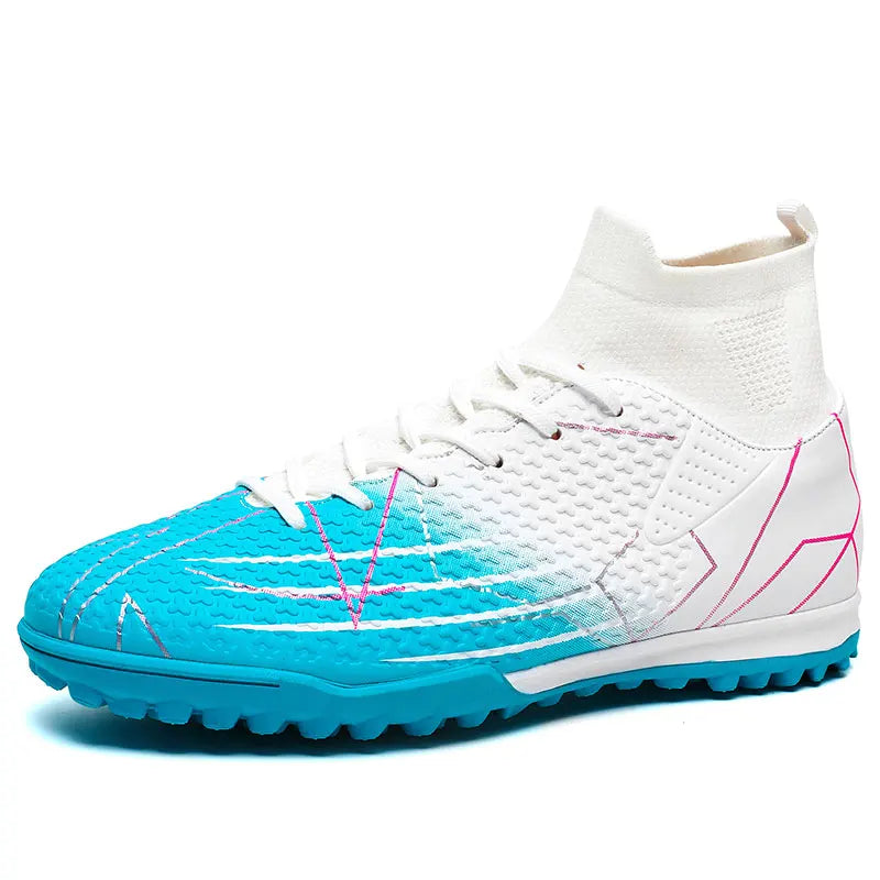 New Professional High Top Football Shoes Artificial Grass Leather Youth Students Training Soccer Shoes for Men And Women Sports