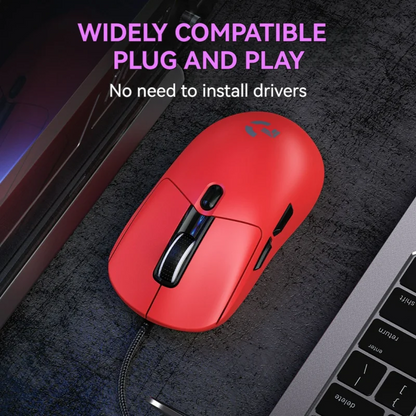Ratón gaming con cable, 6 niveles de DPI ajustables hasta 12800DPI, chip A825 instantáneo, RGB, programación de macros, diseño ergonómico, ratón universal
