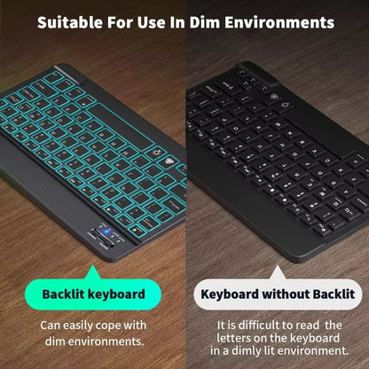 10inch Backlight Bluetooth Keyboard Mouse For IOS Android Windows,Backlit Keyboard For iPad,Wireless Teclado For Samsung Tablet