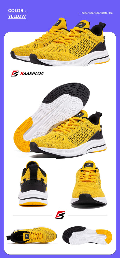 Baasploa Men Running Sneakers Brand Casual Lightweight Designer Mesh Jogging Shoes Male Breathable Lace-Up Sports Walking Shoes