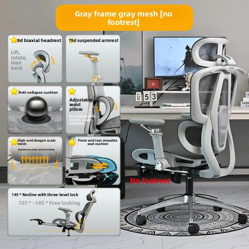 Ergonomic Office Chair with 10D Armrest, Adjustable Height Gaming Chair, Minimalist Computer Chair with Lumbar Support for Study & Work