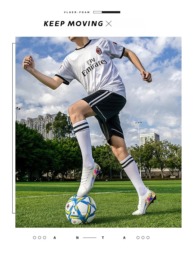 New Men Football Boots Cleats Training Shoes Soccer Shoes Non-Slip Match Ultralight Soccer FG Long Spikes Outdoor Drop Shipping