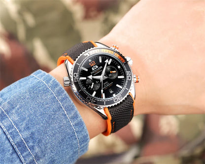 PAULAREIS P Luxury Men Automatic Self Wind Mechanical Watch for Men Rubber Strap Waterproof Luminous Date Fashion Mens Watches