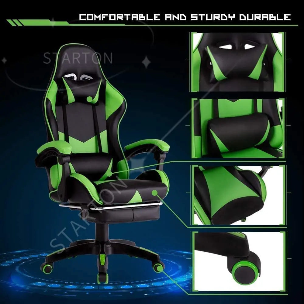 High Back Gaming Office Chair PU Leather Ergonomic Computer Chair with Adjustable Armrests, Reclining Executive Racing Chair for Home & Office