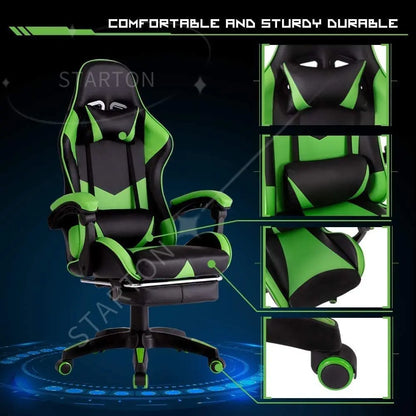 High Back Gaming Office Chair PU Leather Ergonomic Computer Chair with Adjustable Armrests, Reclining Executive Racing Chair for Home & Office