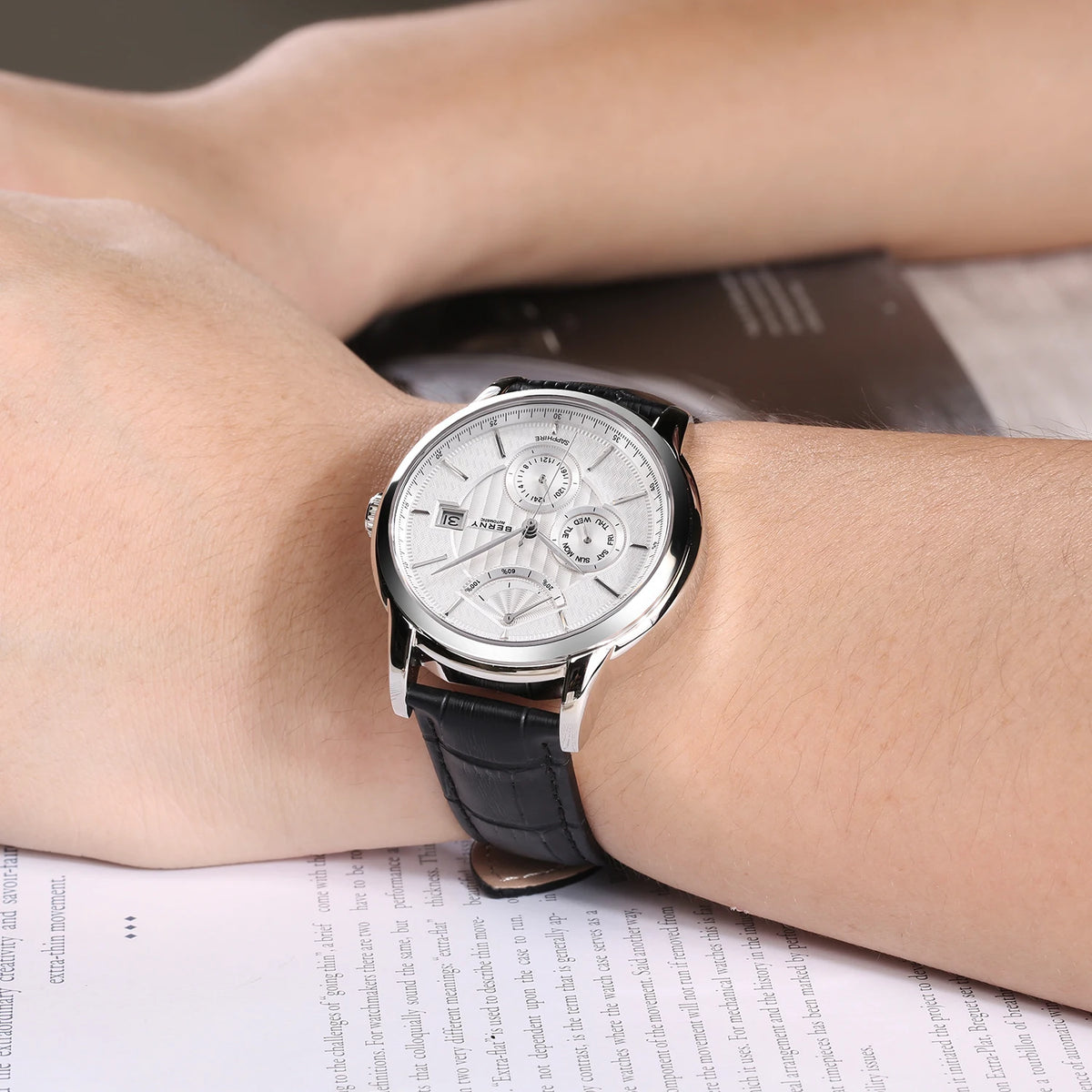 BERNY Luxury Automatic Watches for Men Fashion Elegant Mechanical Wristwatch Sapphire Date Week High-end Men's Dress Watch