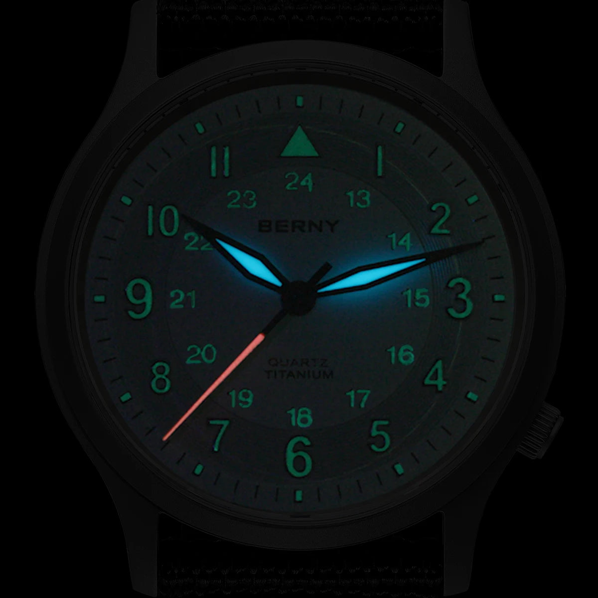 BERNY Titanium Watches for Men Classic Mens Field Watch Easy Read Outdoor Quartz Wristwatch Super Luminous Sapphire 5ATM
