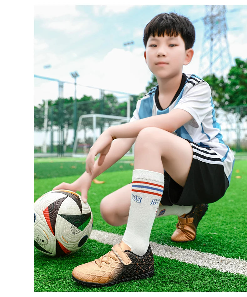 New Men Soccer Shoes Girls Cleats Outdoor Match Training Sport Football Boots Long Spikes Comfortable Breathable Boys Non Slip
