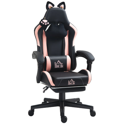 HOMCOM Gaming Chair with Adjustable Height Arms, Footrest, Reclining Backrest, Ergonomic Racing Style Office Chair for Gaming & Work