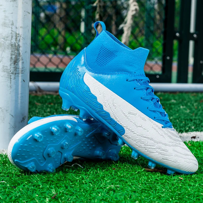 Black Men Soccer Shoes AG/FG Cleats Training Football Boots For Men High Ankle Sport Shoes Kids Adults Sneakers 35-45