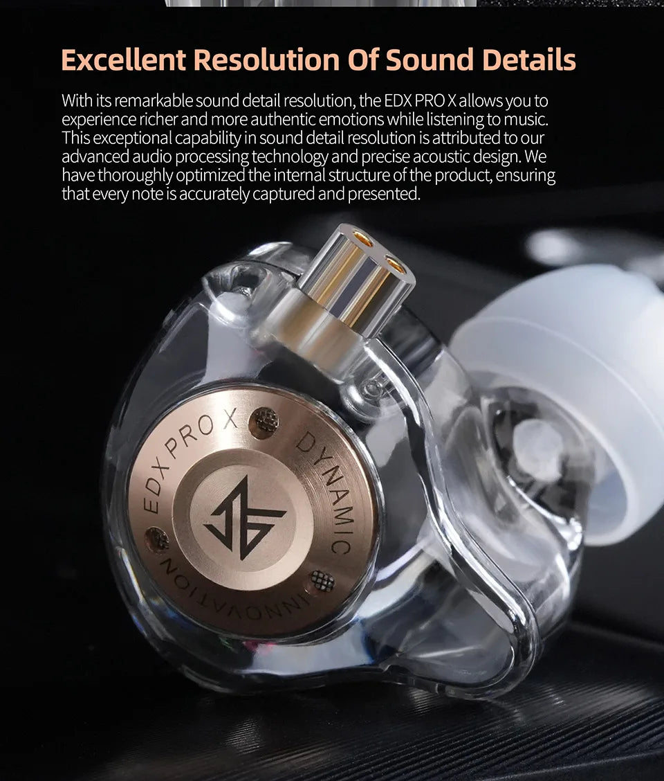KZ EDX PRO X Wired Earphones HiFi Stereo Bass Earbuds with Detachable Cable, Gaming Sport In-Ear Headphones with Noise Isolation