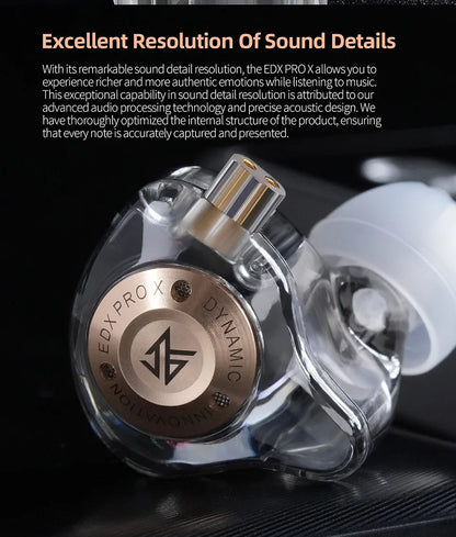 KZ EDX PRO X Wired Earphones HiFi Stereo Bass Earbuds with Detachable Cable, Gaming Sport In-Ear Headphones with Noise Isolation