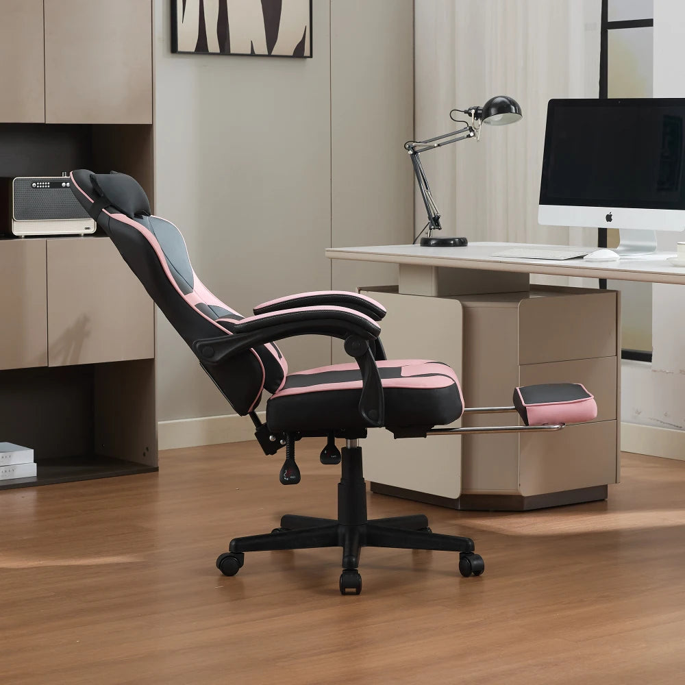 Ergonomic Gaming Chair with Storage Backrest, Adjustable Height Office Gaming Chair, Swivel Racing Computer Chair for Home Office & Gaming