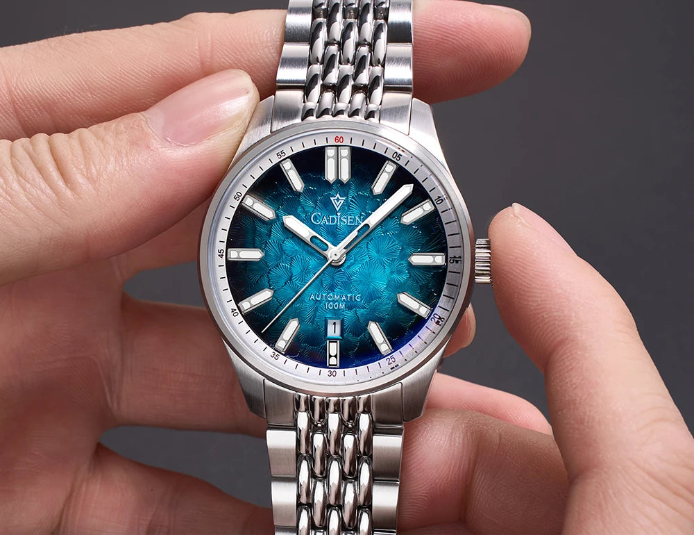 CADISEN 2026 Automatic Mechanical Men's Watch Blue Dial Business Casual 10ATM Waterproof Japan MIYOTA 8215 Movement Wristwatch