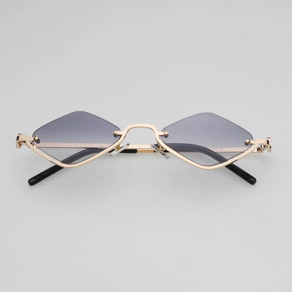 Fashion Small Polygonal Sunglasses Women Luxury Brand Metal Half Frame Sun Glasses Ladies Hipster sexy Cat Eye Shades Vintage