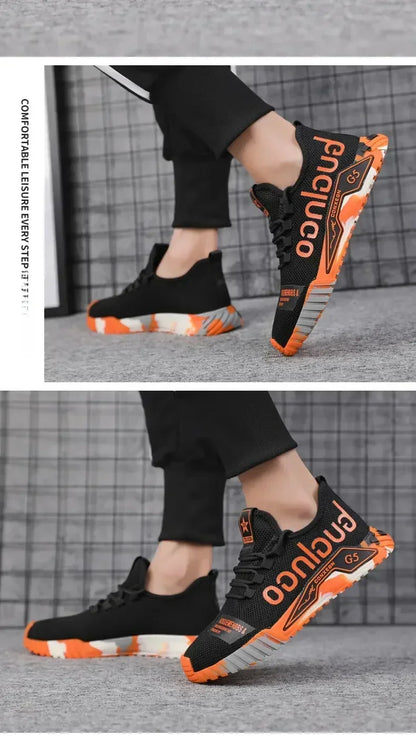 Gym New Vulcanized Lace-up Walking Sneakers Comfortable Wear-resistant Casual Shoes Walking Summer Mesh Flats Fashion Breathable