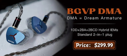 BGVP Scale 2DD HiFi Wired Earphones In Ear Monitor Headphones with 6D Sound Effects, Gaming Headset, Bass Stereo Earbuds with Detachable Cable