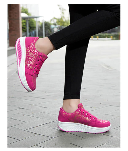 Women Leather Casual Sneakers Fashion Comfortable Platform Walking Shoes Wedge Moccasins Breathable Loafers Zapatos De Mujer